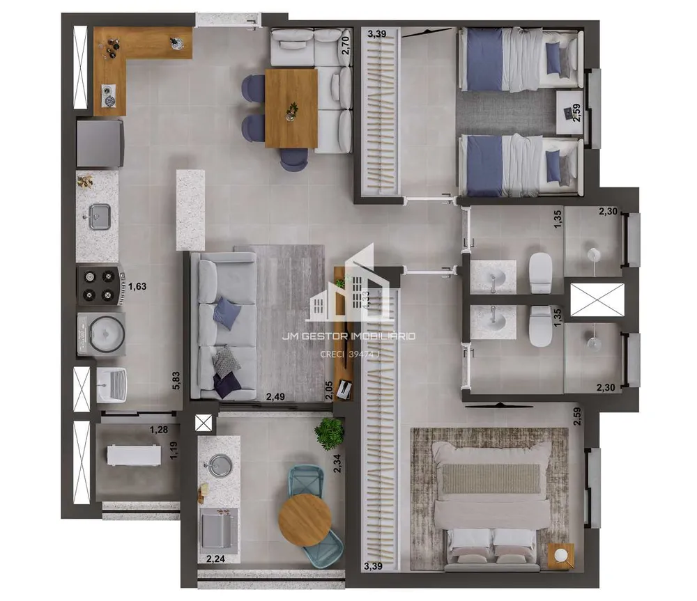 Apartamento, 2 quartos, 69 m² - Foto 3