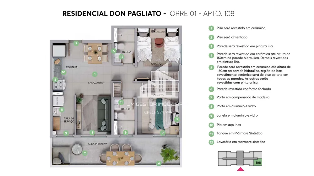 Apartamento, 2 quartos, 44 m² - Foto 2