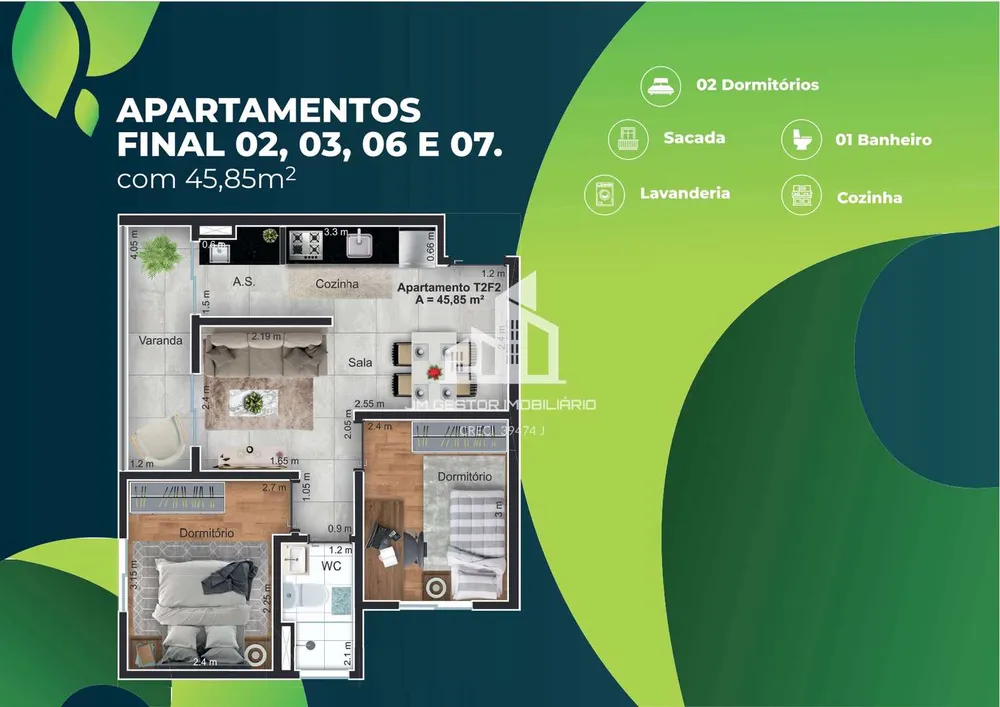 Apartamento, 2 quartos, 45 m² - Foto 4