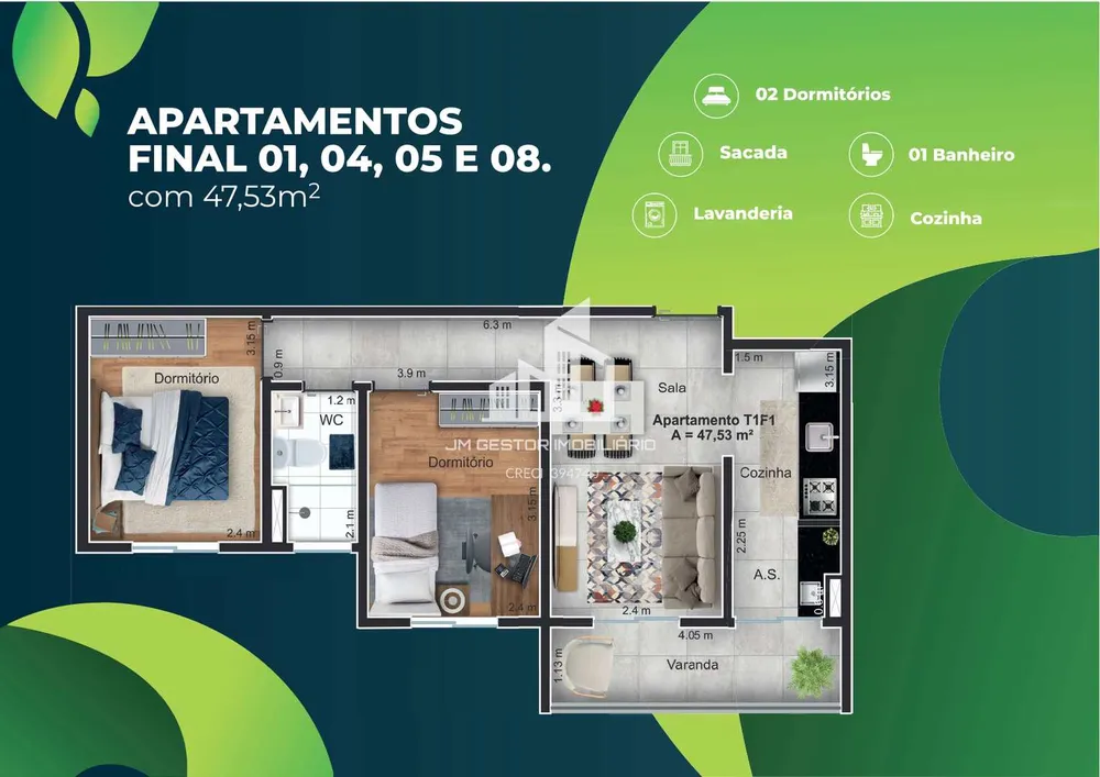 Apartamento, 2 quartos, 45 m² - Foto 6