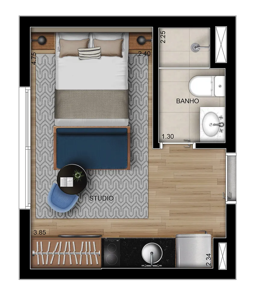 Apartamento, 1 quarto, 23 m² - Foto 3
