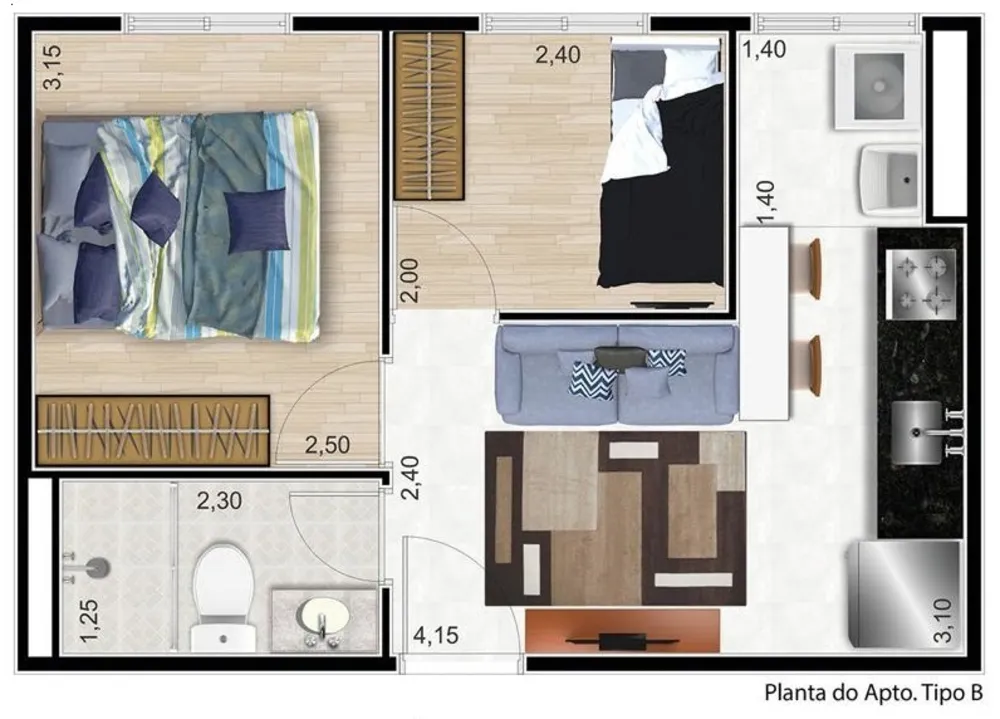 Apartamento, 2 quartos, 50 m² - Foto 3