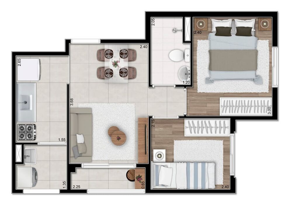 Apartamento, 2 quartos, 39 m² - Foto 1