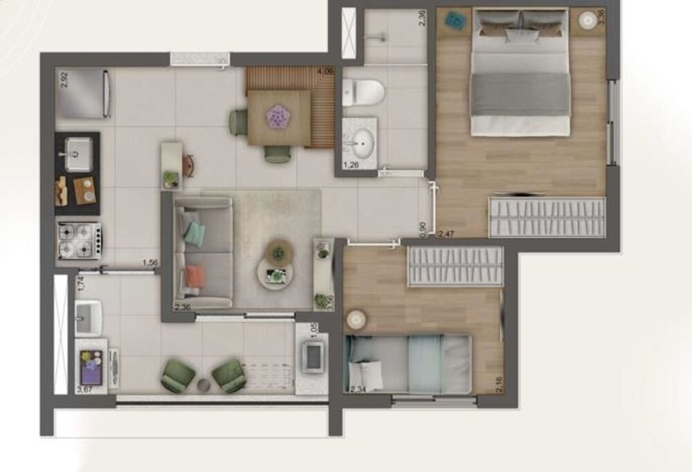 Apartamento à venda com 2 quartos, 41m² - Foto 2