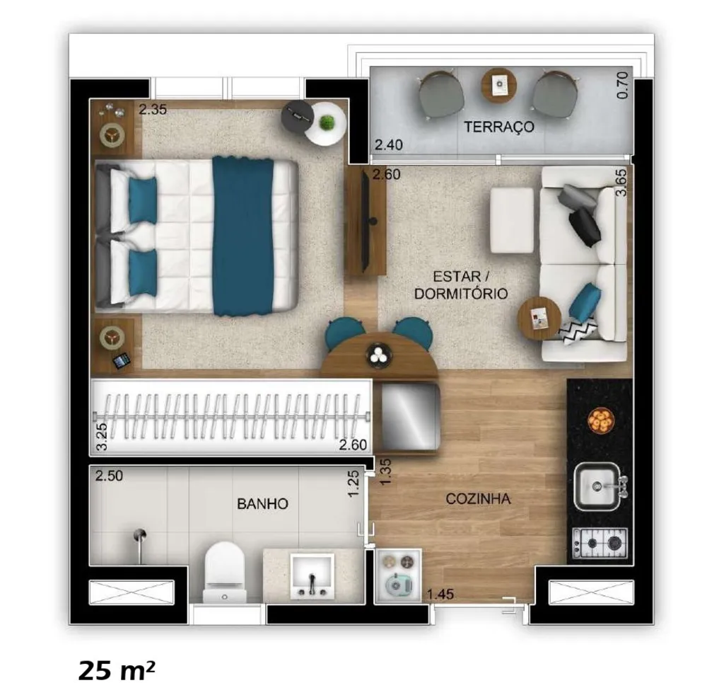 Apartamento, 1 quarto, 24 m² - Foto 3