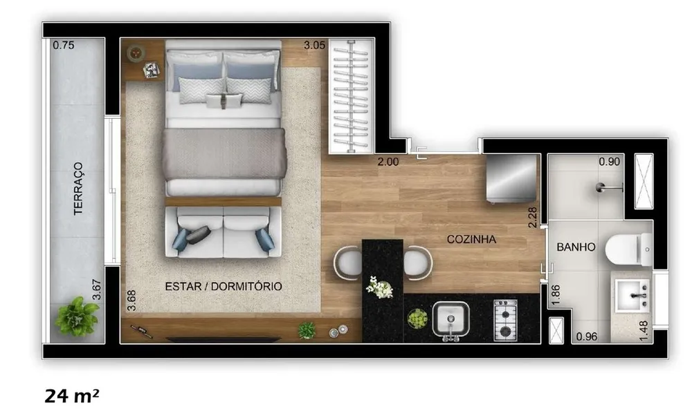 Apartamento, 1 quarto, 24 m² - Foto 6