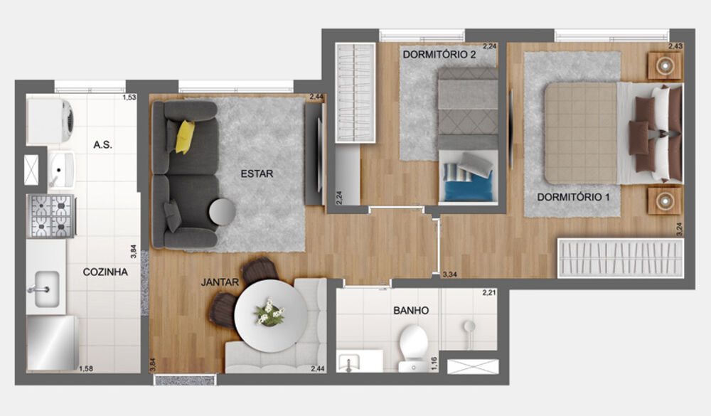 Apartamento, 2 quartos, 38 m² - Foto 2