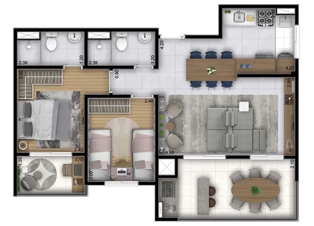 Apartamento, 3 quartos, 66 m² - Foto 8