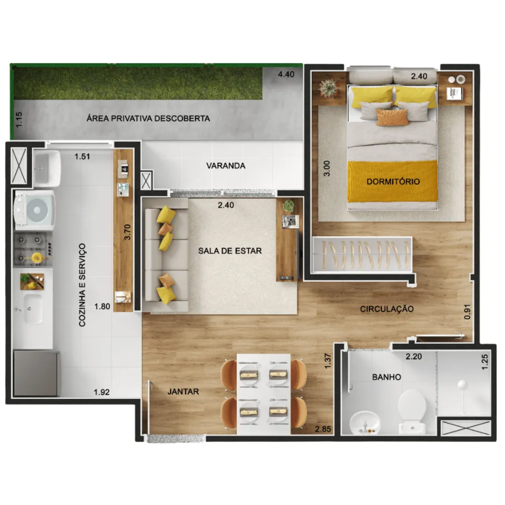 Apartamento, 1 quarto, 42 m² - Foto 2