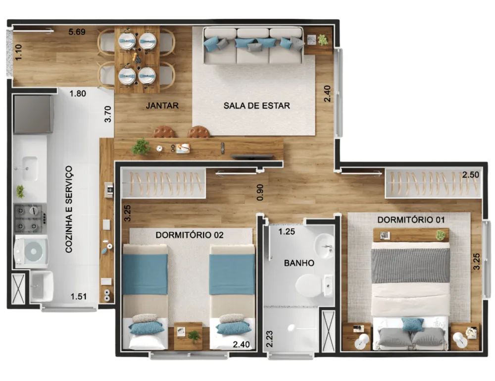 Apartamento, 1 quarto, 42 m² - Foto 3