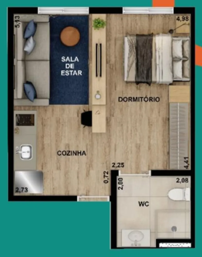 Apartamento, 1 quarto, 31 m² - Foto 3