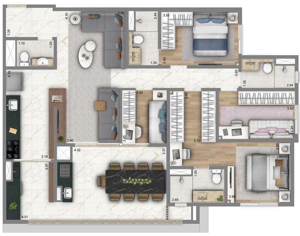 Apartamento, 3 quartos, 100 m² - Foto 4