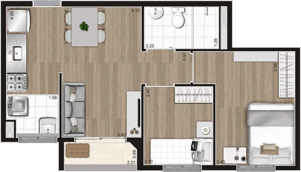 Apartamento, 2 quartos, 43 m² - Foto 3