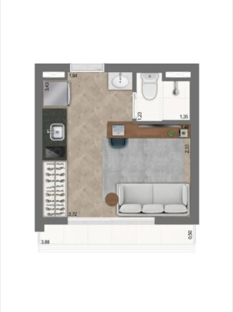 Apartamento, 1 quarto, 18 m² - Foto 6