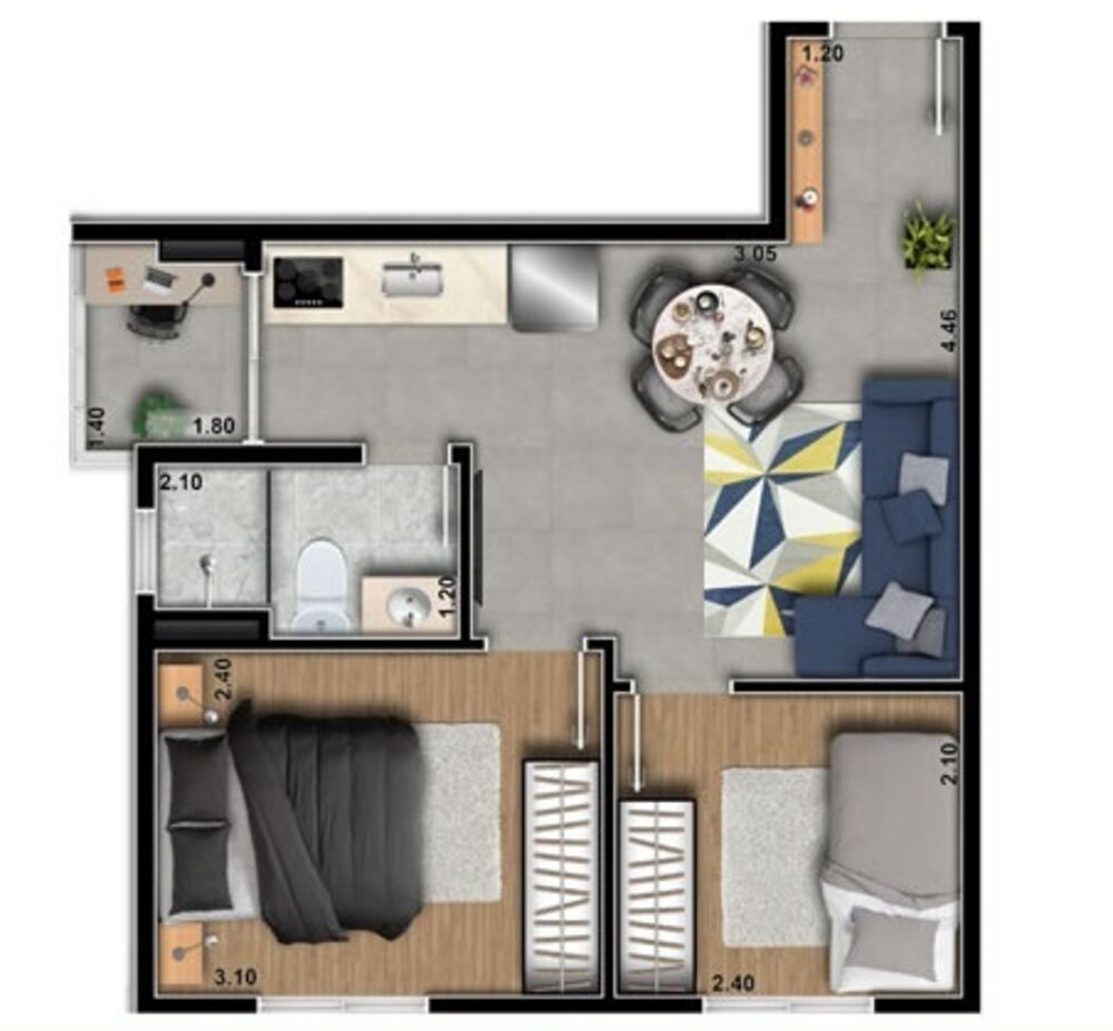 Apartamento, 3 quartos, 52 m² - Foto 1