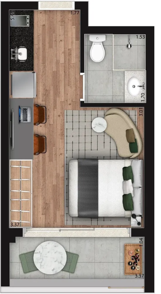 Apartamento, 1 quarto, 33 m² - Foto 5