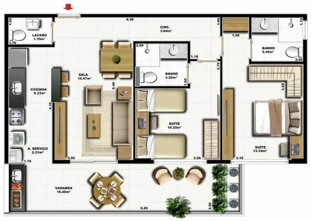 Cobertura, 2 quartos, 136 m² - Foto 9