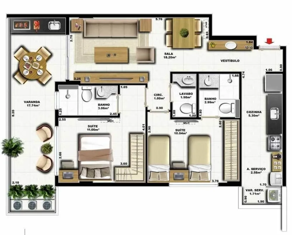 Cobertura, 2 quartos, 136 m² - Foto 8
