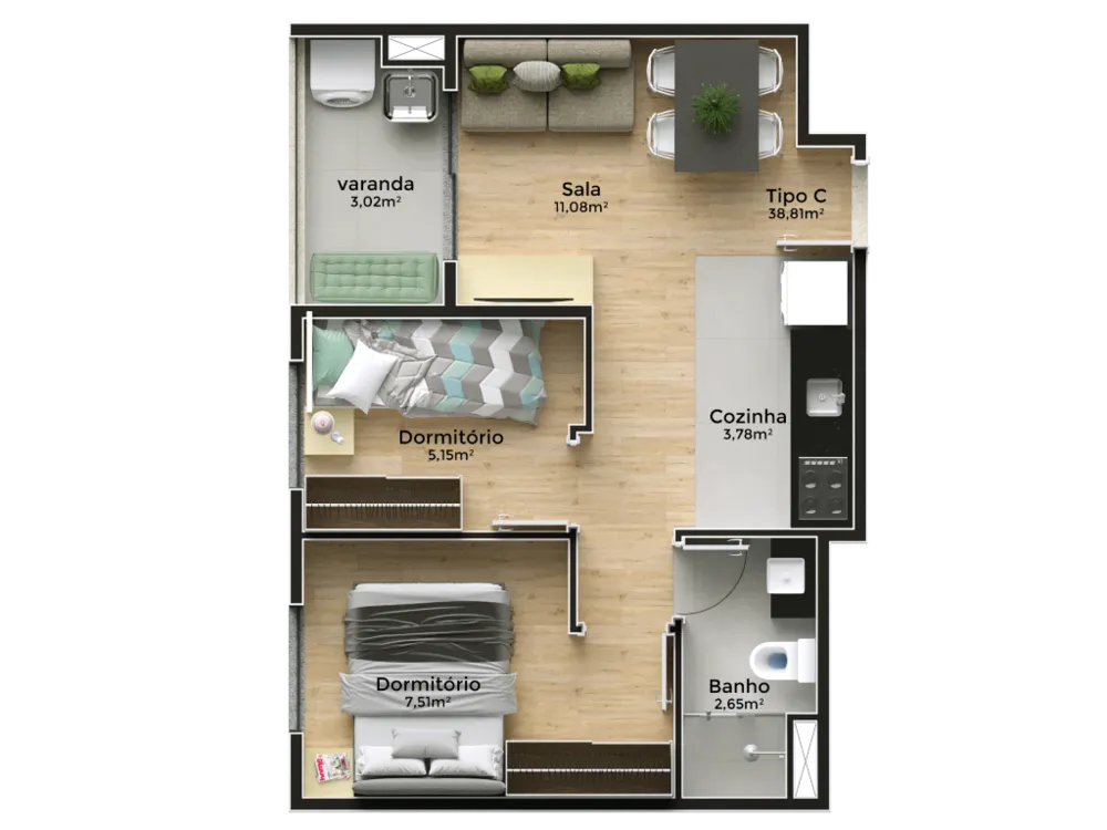 Apartamento, 2 quartos, 37 m² - Foto 4