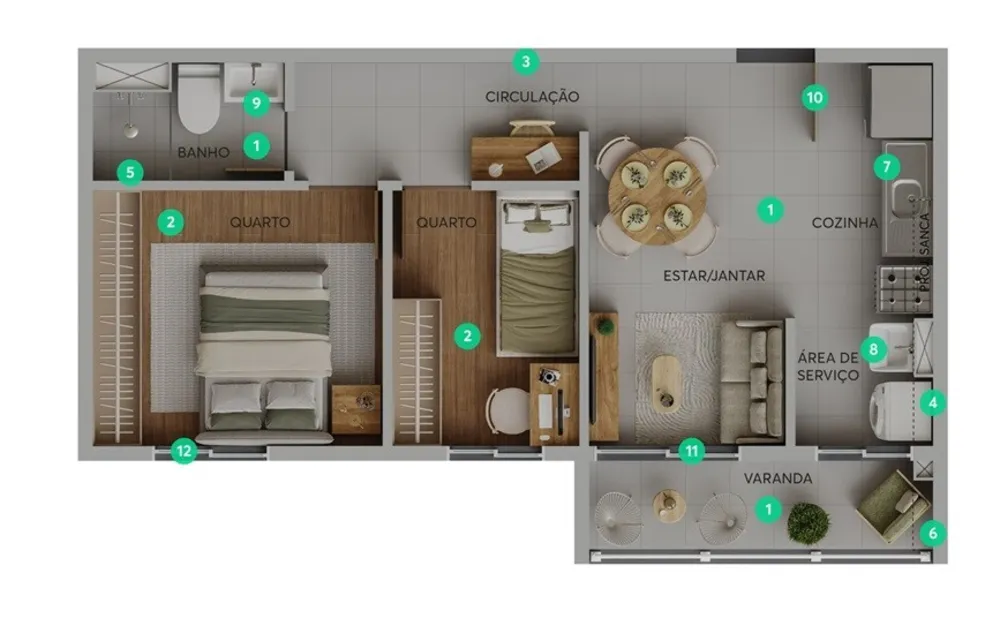Apartamento, 2 quartos, 40 m² - Foto 12
