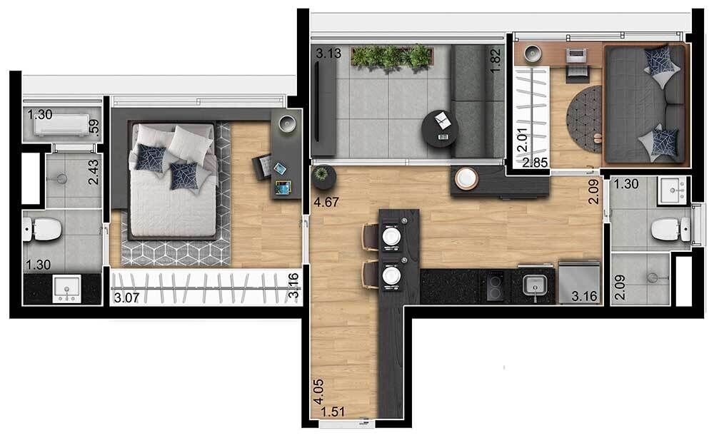 Apartamento, 2 quartos, 46 m² - Foto 8