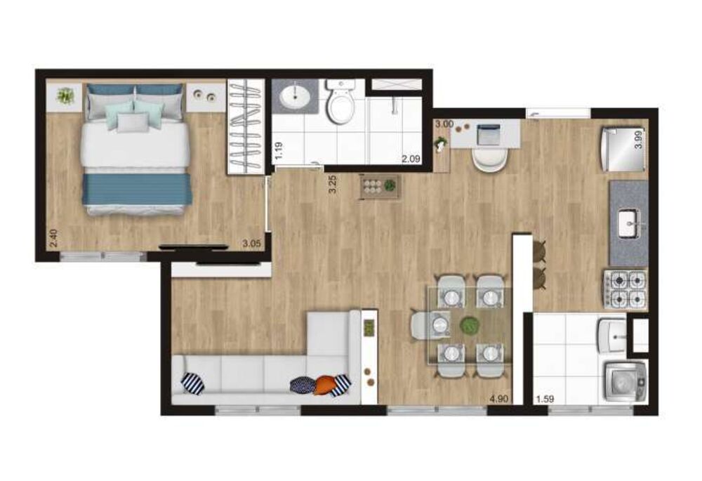 Apartamento, 2 quartos, 37 m² - Foto 2