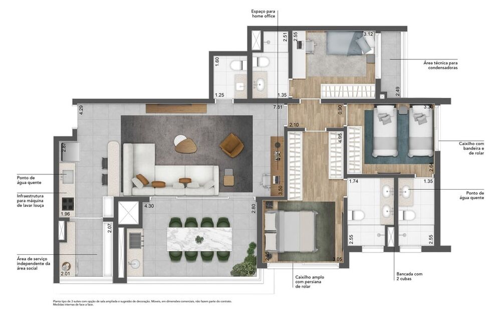 Apartamento, 3 quartos, 111 m² - Foto 3