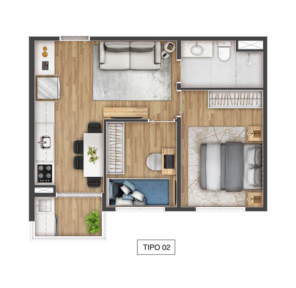 Apartamento, 2 quartos, 39 m² - Foto 2