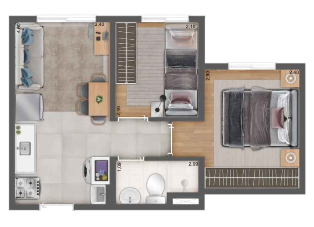 Apartamento, 2 quartos, 31 m² - Foto 2