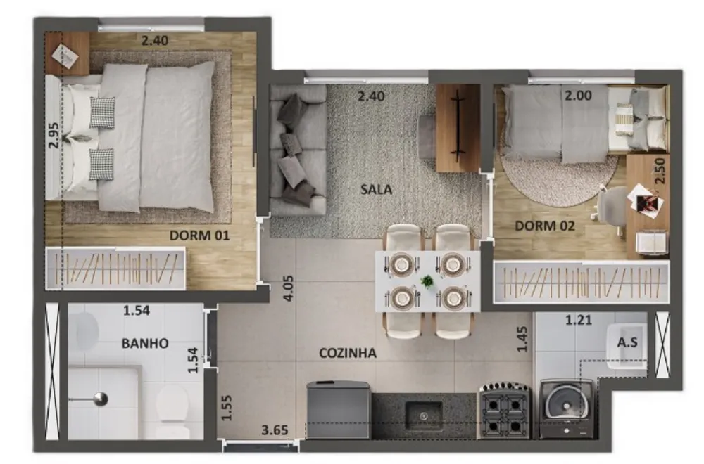 Apartamento, 2 quartos, 52 m² - Foto 4