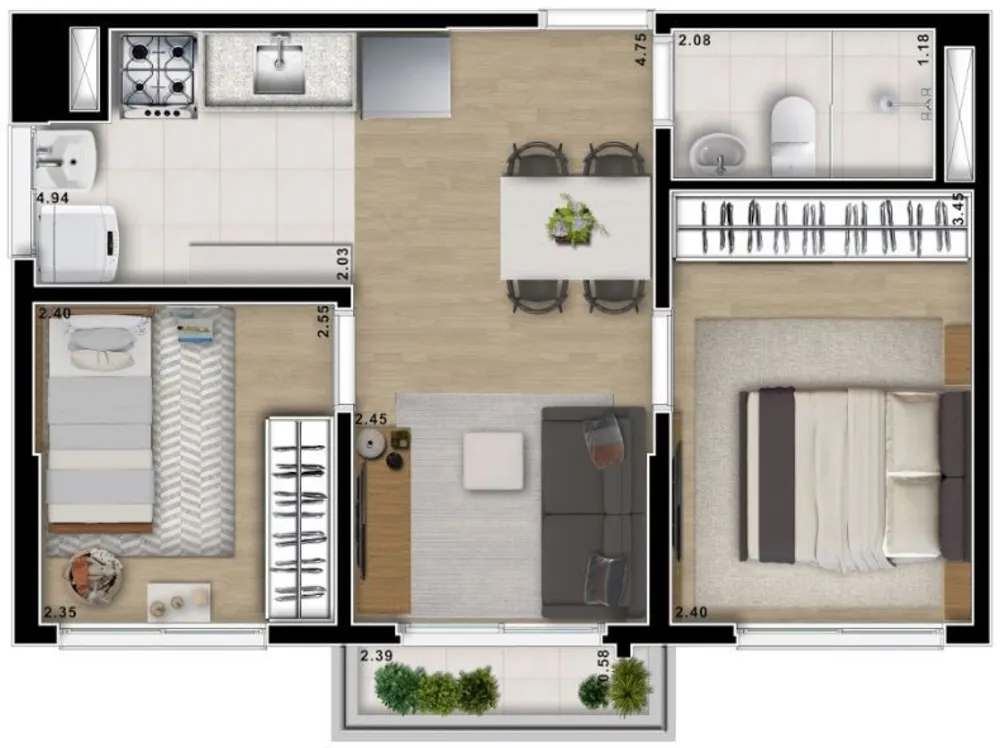 Apartamento, 2 quartos, 40 m² - Foto 8