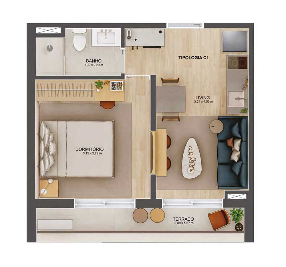 Apartamento, 1 quarto, 37 m² - Foto 3