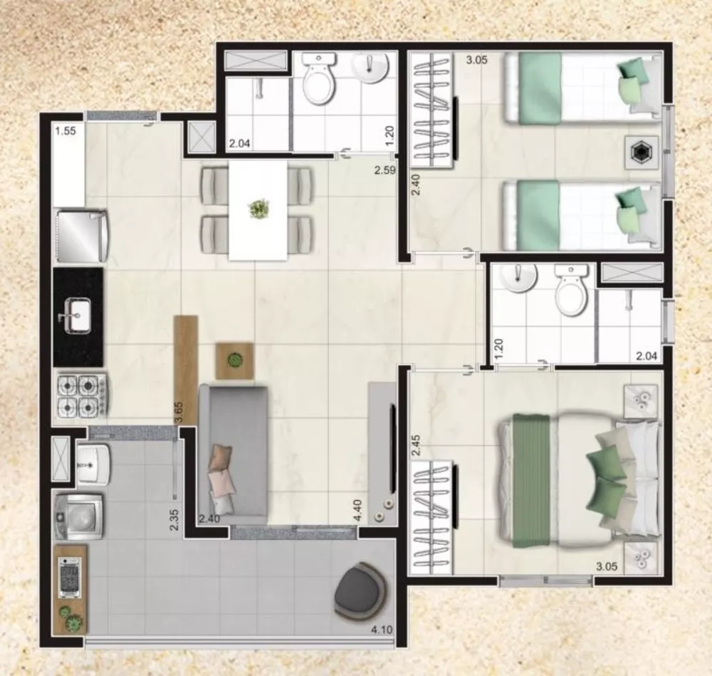 Apartamento, 2 quartos, 42 m² - Foto 6