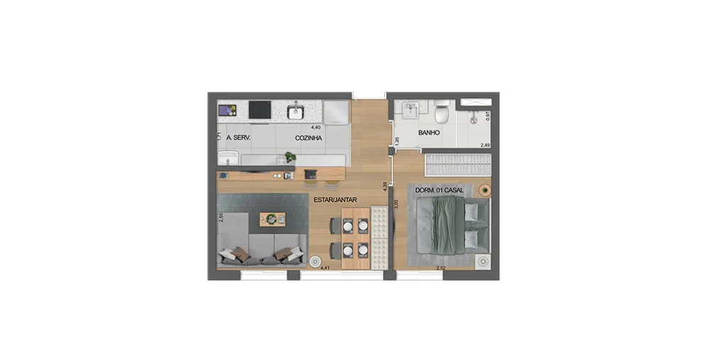 Apartamento, 2 quartos, 33 m² - Foto 1