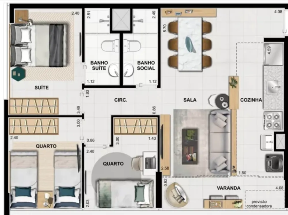 Apartamento, 3 quartos, 60 m² - Foto 14