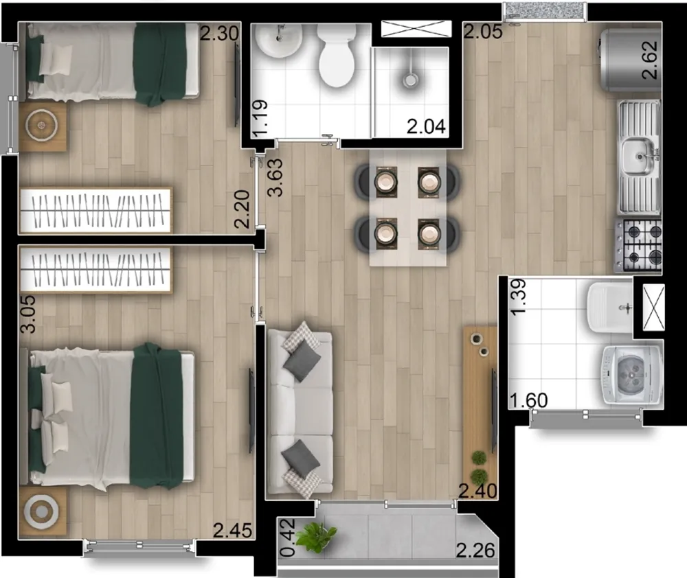 Apartamento, 2 quartos, 39 m² - Foto 8