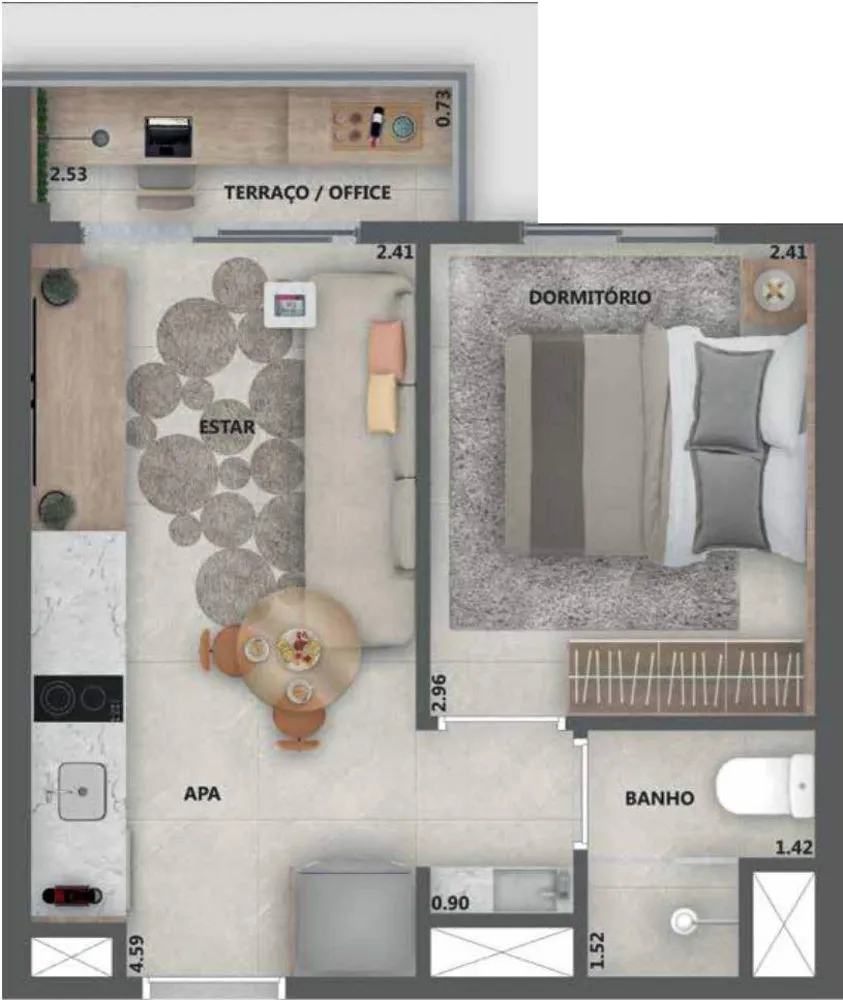 Apartamento, 1 quarto, 41 m² - Foto 7