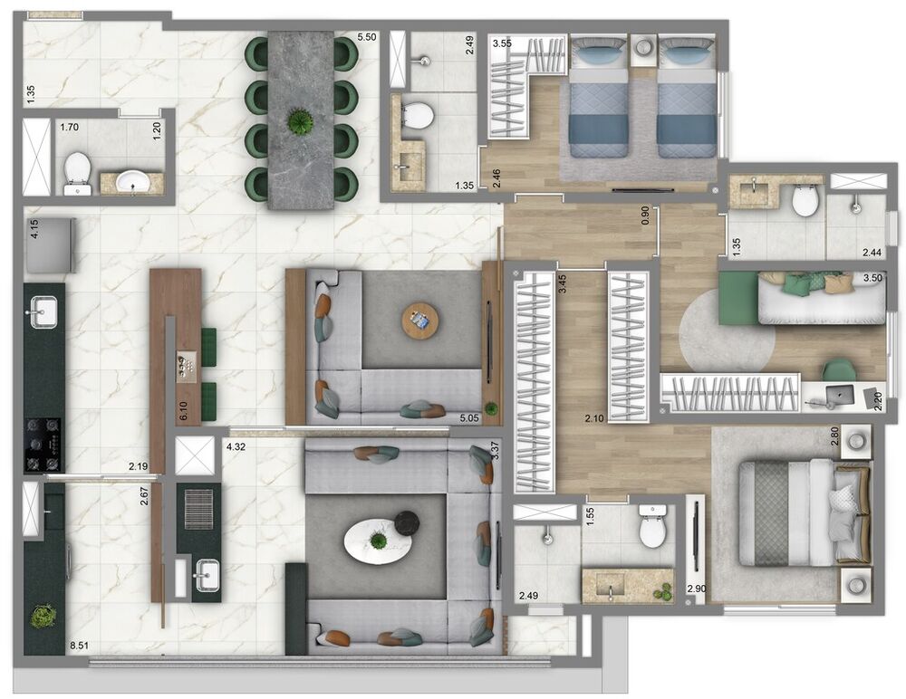 Apartamento, 3 quartos, 122 m² - Foto 1
