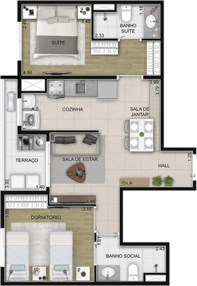 Apartamento, 2 quartos, 54 m² - Foto 4