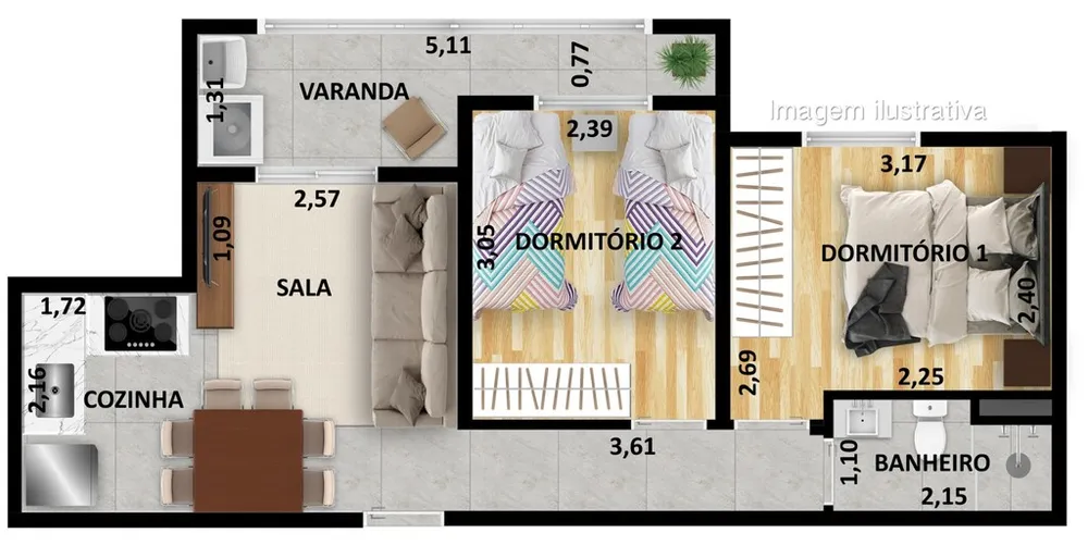 Apartamento, 2 quartos, 44 m² - Foto 5