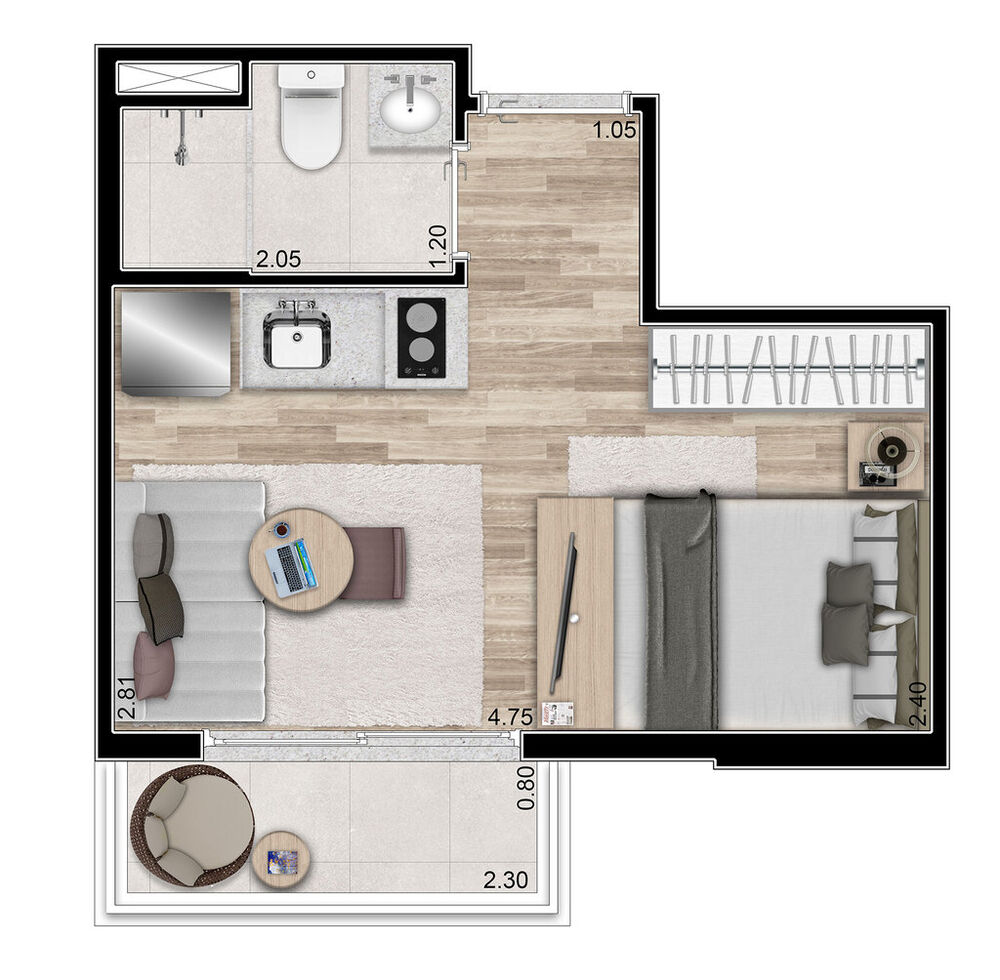 Apartamento, 1 quarto, 28 m² - Foto 6