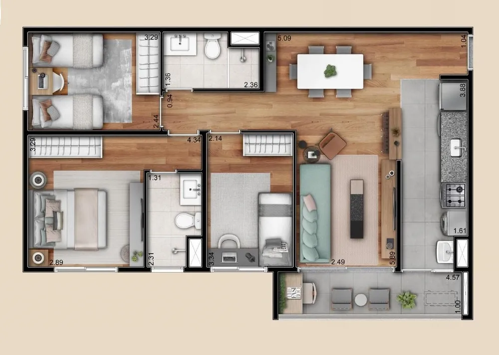 Apartamento, 3 quartos, 76 m² - Foto 4