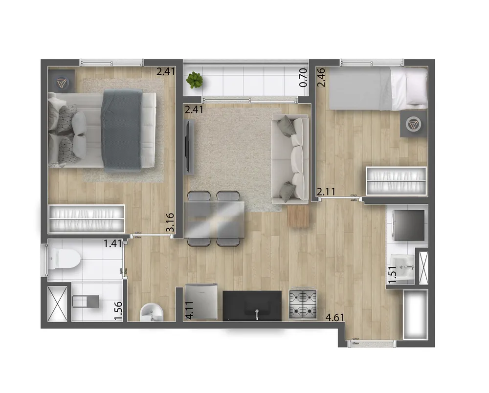 Apartamento, 2 quartos, 35 m² - Foto 4
