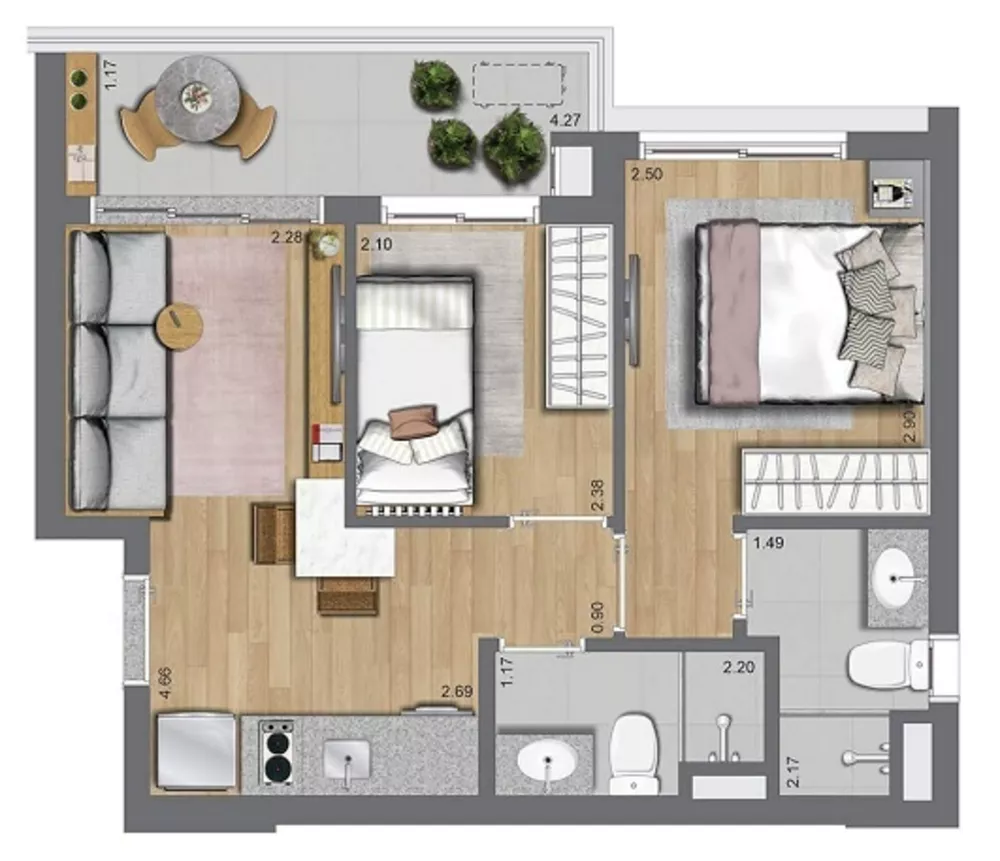 Apartamento, 2 quartos, 37 m² - Foto 2
