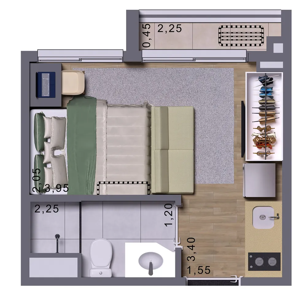 Apartamento, 1 quarto, 16 m² - Foto 8