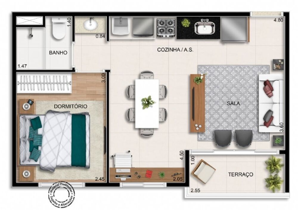 Apartamento, 2 quartos, 37 m² - Foto 9