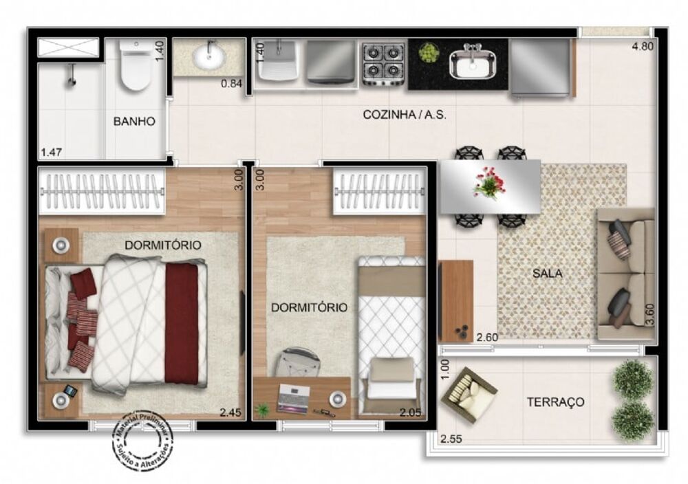 Apartamento, 2 quartos, 37 m² - Foto 8