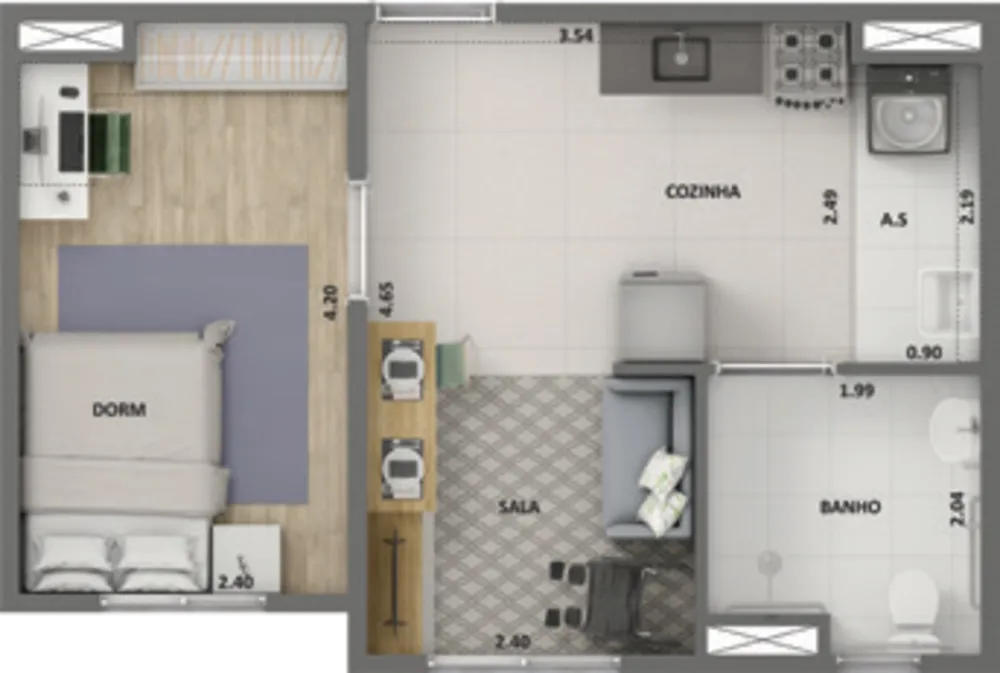 Apartamento, 2 quartos, 34 m² - Foto 9