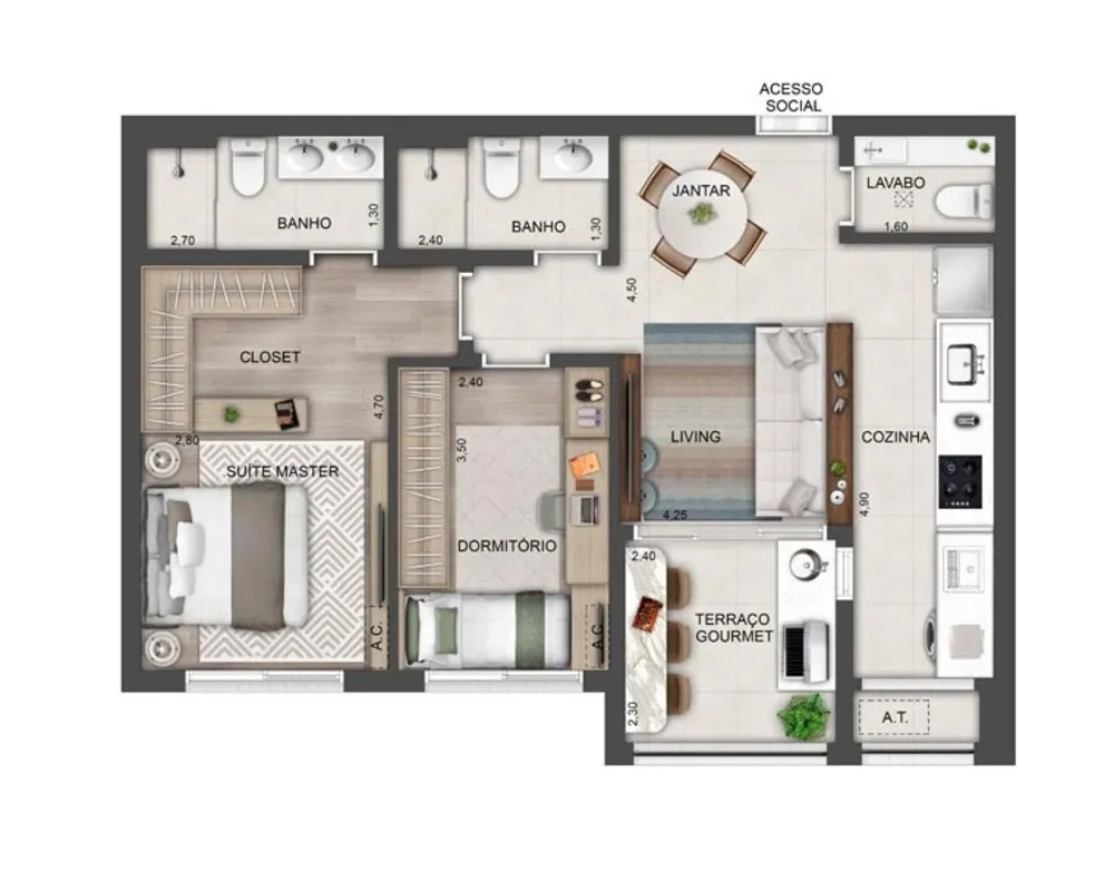 Apartamento, 2 quartos, 70 m² - Foto 4