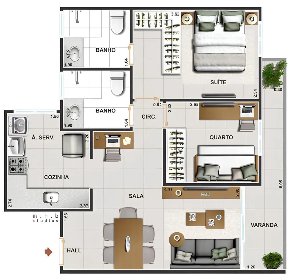 Apartamento, 2 quartos, 56 m² - Foto 8